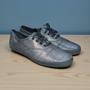 Keds Champion Metallic Canvas Trainers in Black Women's Size 9M